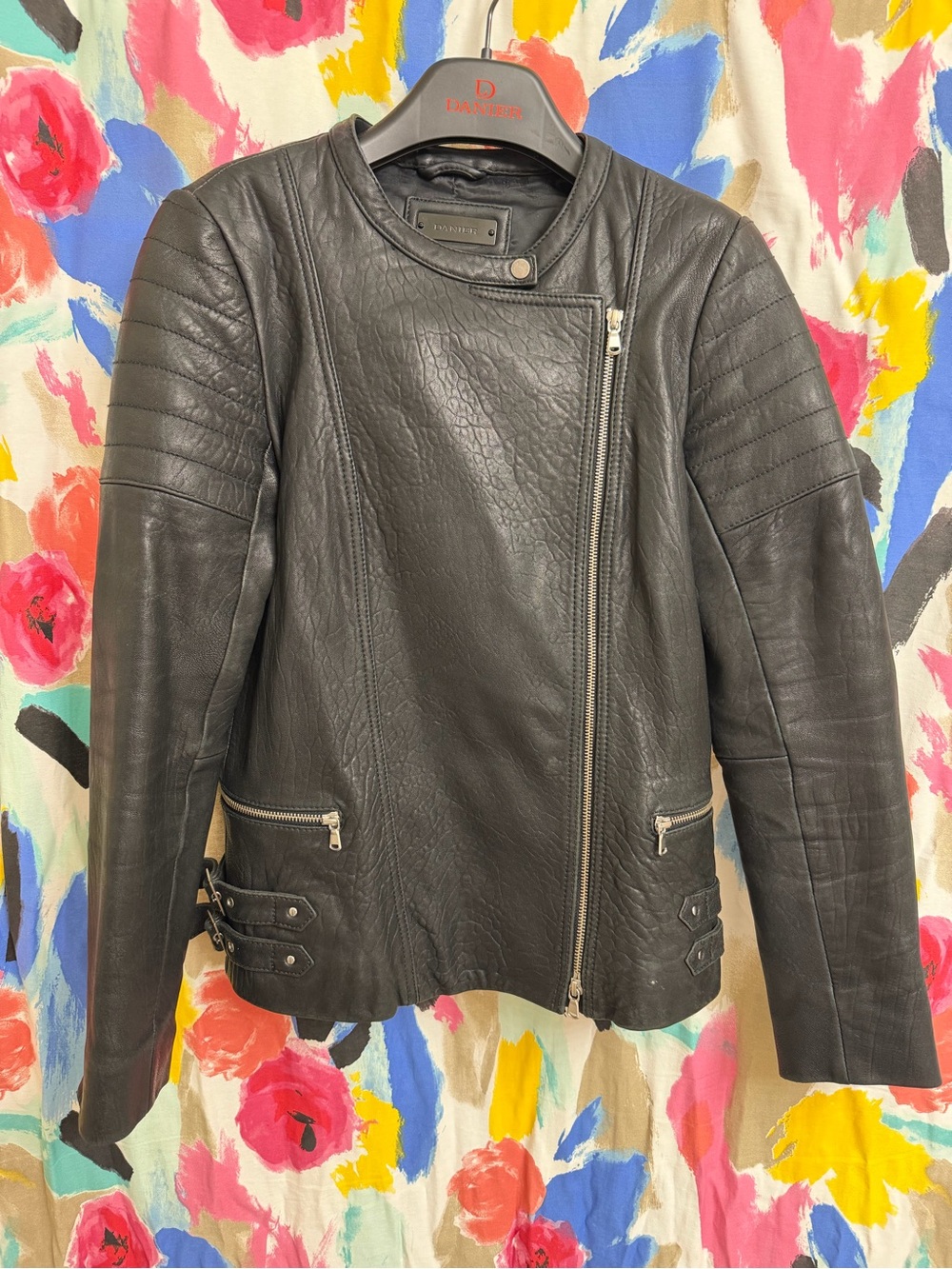 Danier Black Leather Asymmetric Moto Jacket